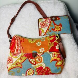 Spartina Shoulder Bag 449‎ Fidler's Cove Linen Hobo Purse and Wallet Set in GUC